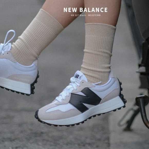 New Balance 327 M5.5/W7 Unisex Sneakers Shoes White BlacK - Picture 5 of 11